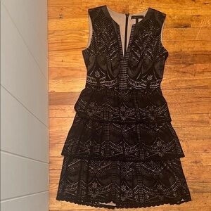 BCBGMaxAzria | Black Cutout Tiered Mini Dress